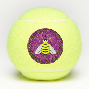 Halloween Magic Bee Wizard Purple and Black Stripe Tennis Balls