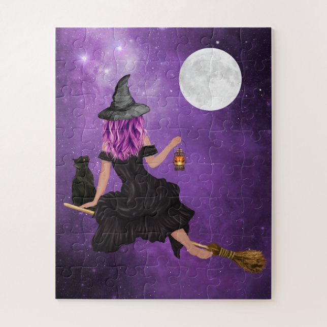 Halloween  Magic Flying Witch Jigsaw Puzzle (Vertical)