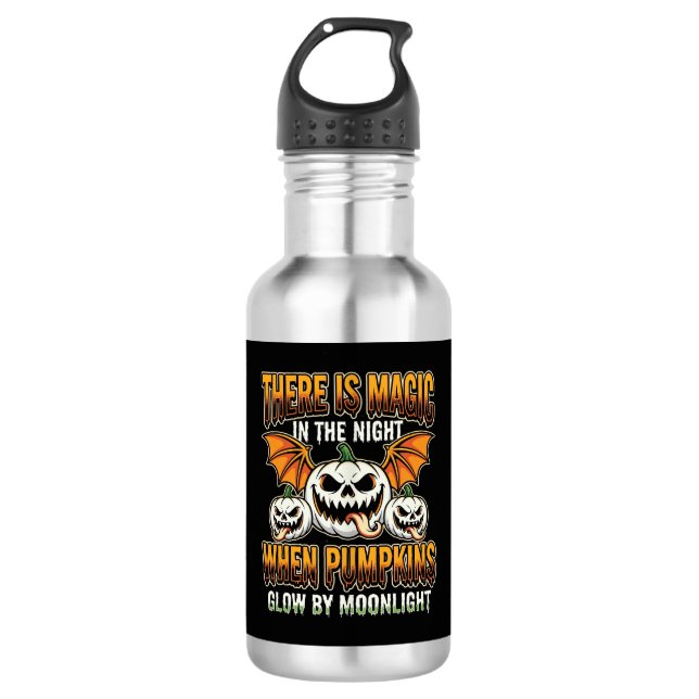 Halloween Magic Pumpkin Moonlight Horror Vector 532 Ml Water Bottle (Front)