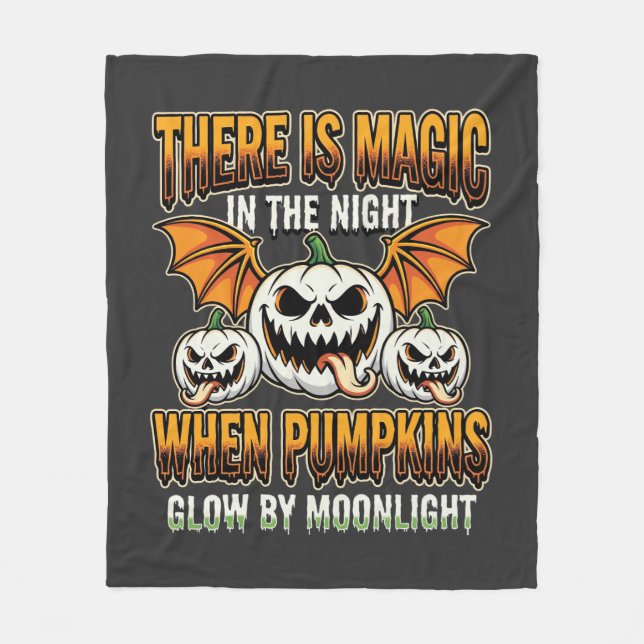 Halloween Magic Pumpkin Moonlight Horror Vector Fleece Blanket (Front)