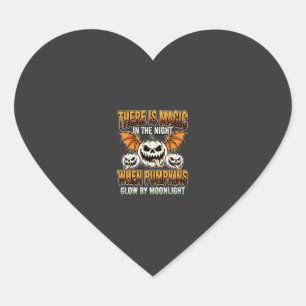 Halloween Magic Pumpkin Moonlight Horror Vector Heart Sticker