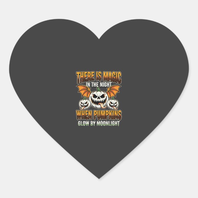 Halloween Magic Pumpkin Moonlight Horror Vector Heart Sticker (Front)