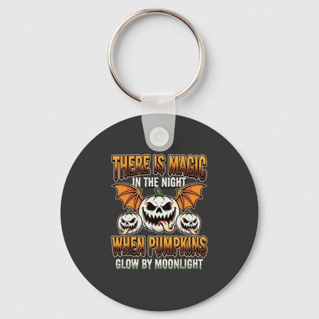 Halloween Magic Pumpkin Moonlight Horror Vector Key Ring (Front)