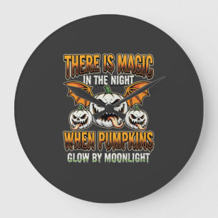 Halloween Magic Pumpkin Moonlight Horror Vector Large Clock