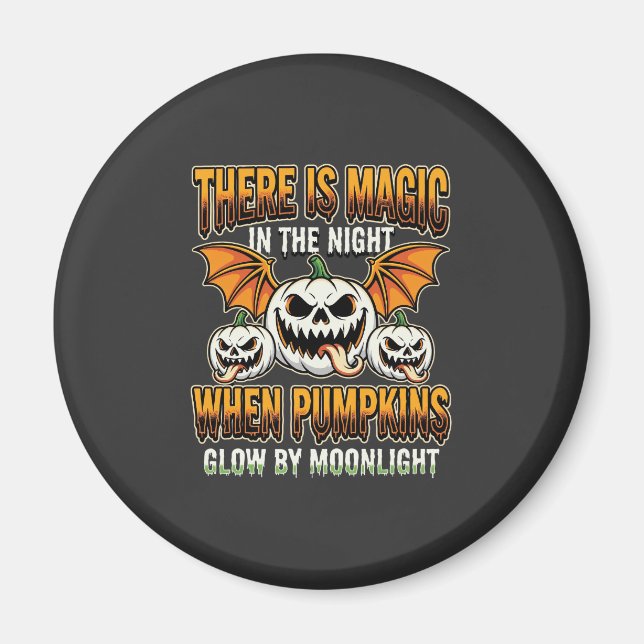 Halloween Magic Pumpkin Moonlight Horror Vector Magnet (Front)