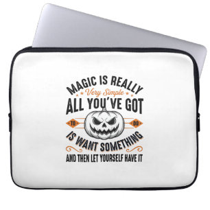 Halloween Magic Pumpkin Vintage Vector Shirt Desig Laptop Sleeve