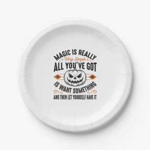 Halloween Magic Pumpkin Vintage Vector Shirt Desig Paper Plate