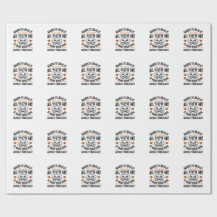 Halloween Magic Pumpkin Vintage Vector Shirt Desig Wrapping Paper
