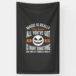 Halloween Magic Quote Pumpkin Face Design Banner