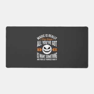 Halloween Magic Quote Pumpkin Face Design Desk Mat