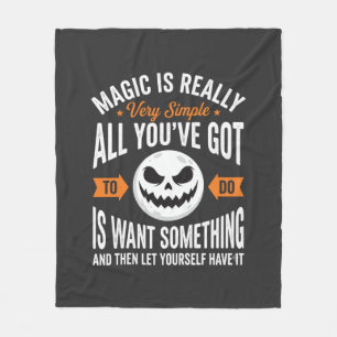 Halloween Magic Quote Pumpkin Face Design Fleece Blanket