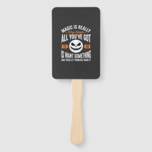 Halloween Magic Quote Pumpkin Face Design Hand Fan