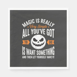 Halloween Magic Quote Pumpkin Face Design Napkin
