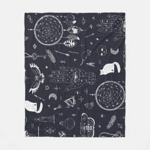 Halloween Magic: Vintage Doodle Pattern. Fleece Blanket