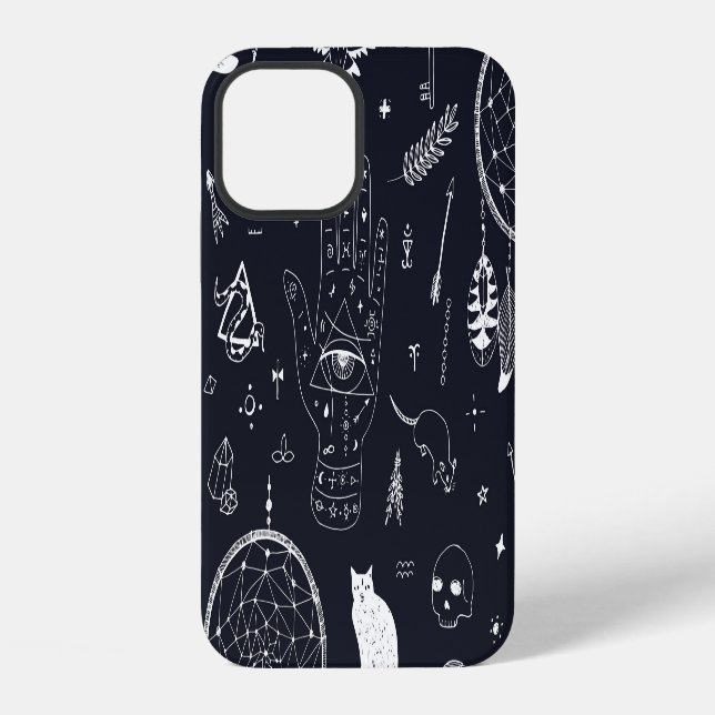 Halloween Magic: Vintage Doodle Pattern. iPhone Case (Back)