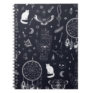 Halloween Magic: Vintage Doodle Pattern. Notebook