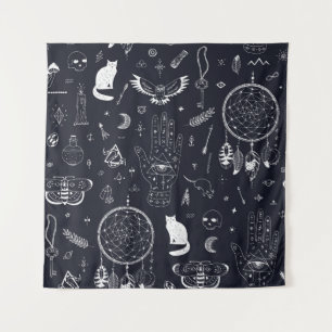 Halloween Magic: Vintage Doodle Pattern. Tapestry