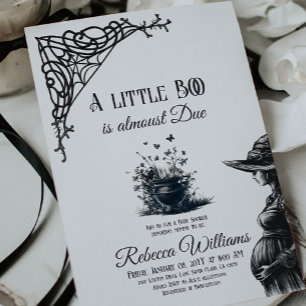 Halloween Magical Little Boo Black Baby Shower Invitation