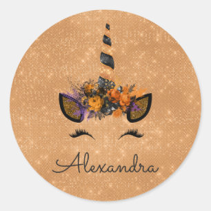 Halloween Magical Unicorn Glitter and Sparkle Classic Round Sticker