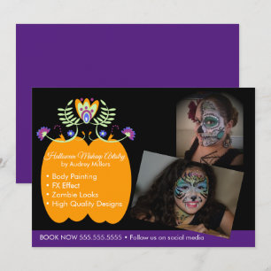Halloween Makeup Artist Booking Business Holiday Card