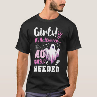 Halloween Makeup Joke Girls Pink T-Shirt