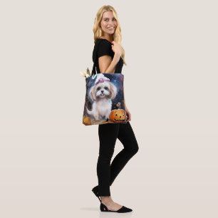 Halloween Malti Tzu With Pumpkins Scary  Tote Bag