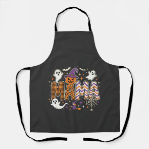 Halloween Mama Ghosts Witch and Pumpkin Graphic Apron