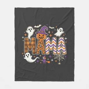 Halloween Mama Ghosts Witch and Pumpkin Graphic Fleece Blanket
