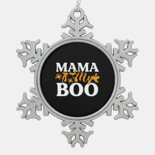 Halloween Mama Is My Boo Birthday Snowflake Pewter Christmas Ornament