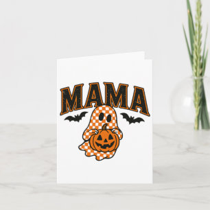 Halloween Mama Shirt Ghost Pumpkin Cute Plaid Fall Card