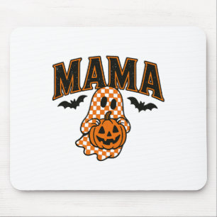 Halloween Mama Shirt Ghost Pumpkin Cute Plaid Fall Mouse Mat