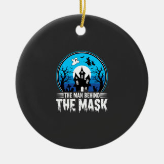 Halloween Man Behind the Mask Haunted House Ceramic Tree Decoration