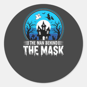 Halloween Man Behind the Mask Haunted House Classic Round Sticker