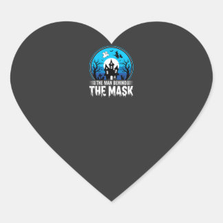 Halloween Man Behind the Mask Haunted House Heart Sticker