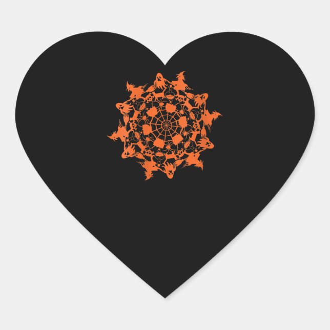 Halloween Mandala Spider Witch Ghost Skull Gift Heart Sticker (Front)