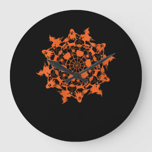 Halloween Mandala Spider Witch Ghost Skull Gift Large Clock
