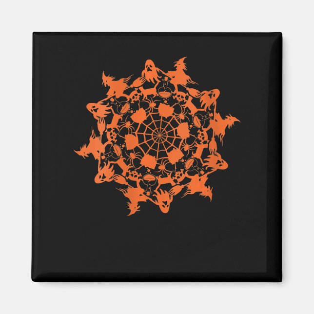 Halloween Mandala Spider Witch Ghost Skull Gift Magnet (Front)