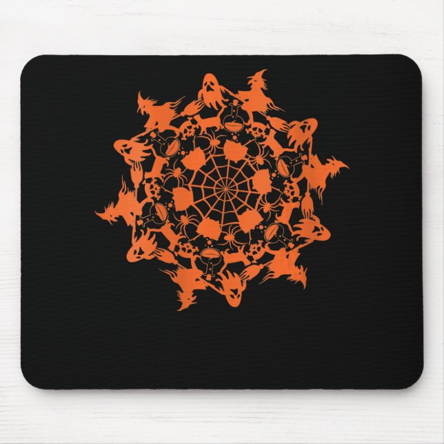 Halloween Mandala Spider Witch Ghost Skull Gift Mouse Mat (Front)