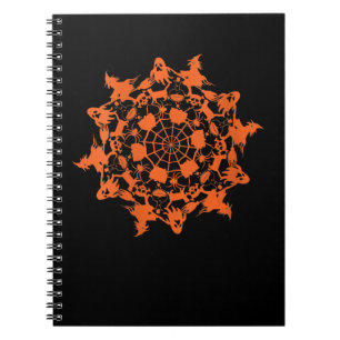 Halloween Mandala Spider Witch Ghost Skull Gift Notebook