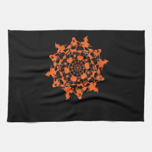 Halloween Mandala Spider Witch Ghost Skull Gift Tea Towel