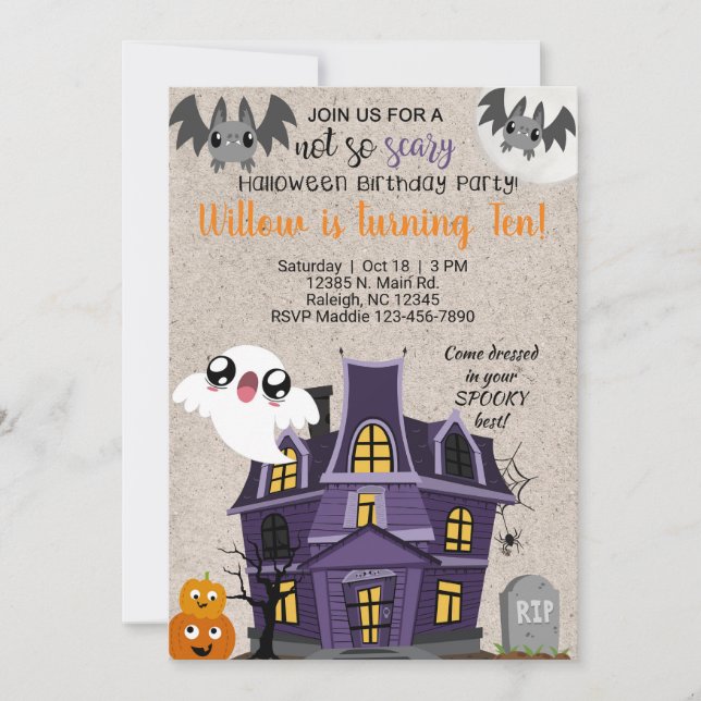 Halloween mansion not so scary birthday invite. invitation (Front)