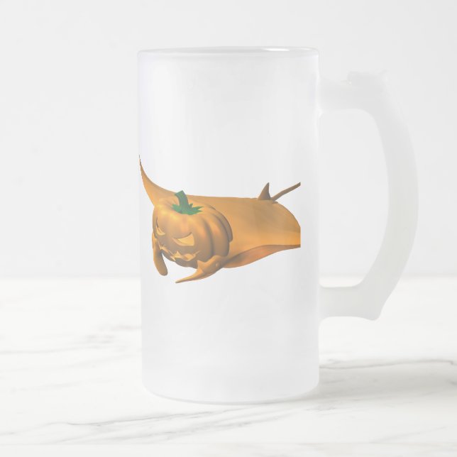 Halloween Manta Ray Frosted Glass Beer Mug (Right)
