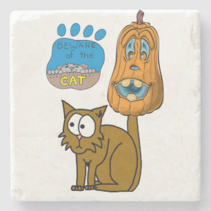 Halloween Marble Stone Coaster, Cat Coaster