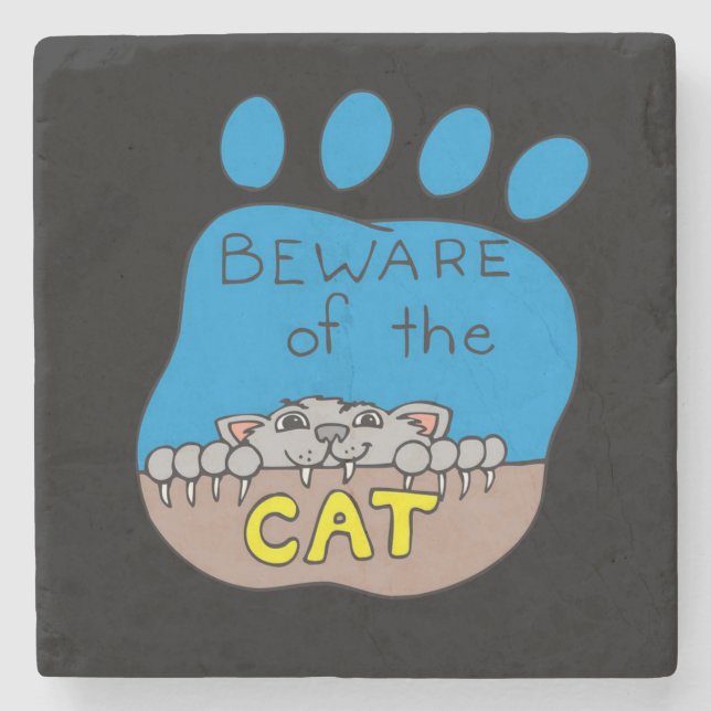 Halloween Marble Stone Coaster, Cat Stone Coaster (Front)