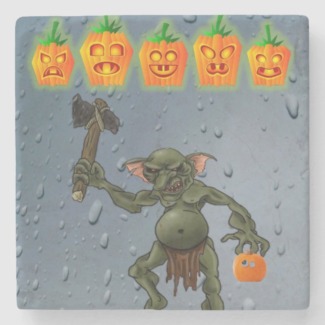 Halloween Marble Stone Coaster, Goblin Stone Coaster (Front)
