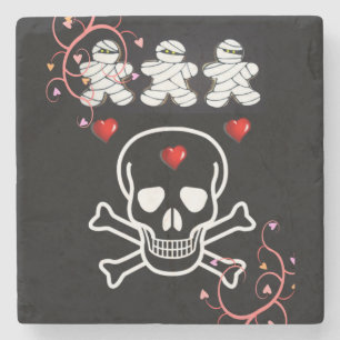 Halloween Marble Stone Coaster, Skull Stone Coaster