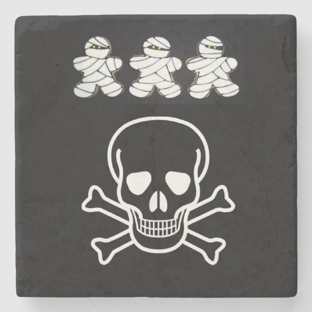 Halloween Marble Stone Coaster, Skull Stone Coaster (Front)