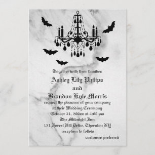 Halloween Marble Wedding Invitation