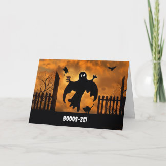Halloween Martini Drinking Ghost Funny Holiday Card