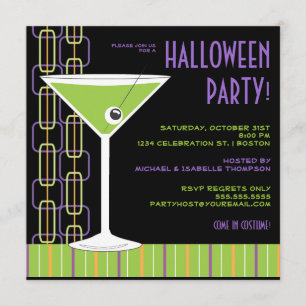 Halloween Martini Eyeball Cocktail Party Invitation